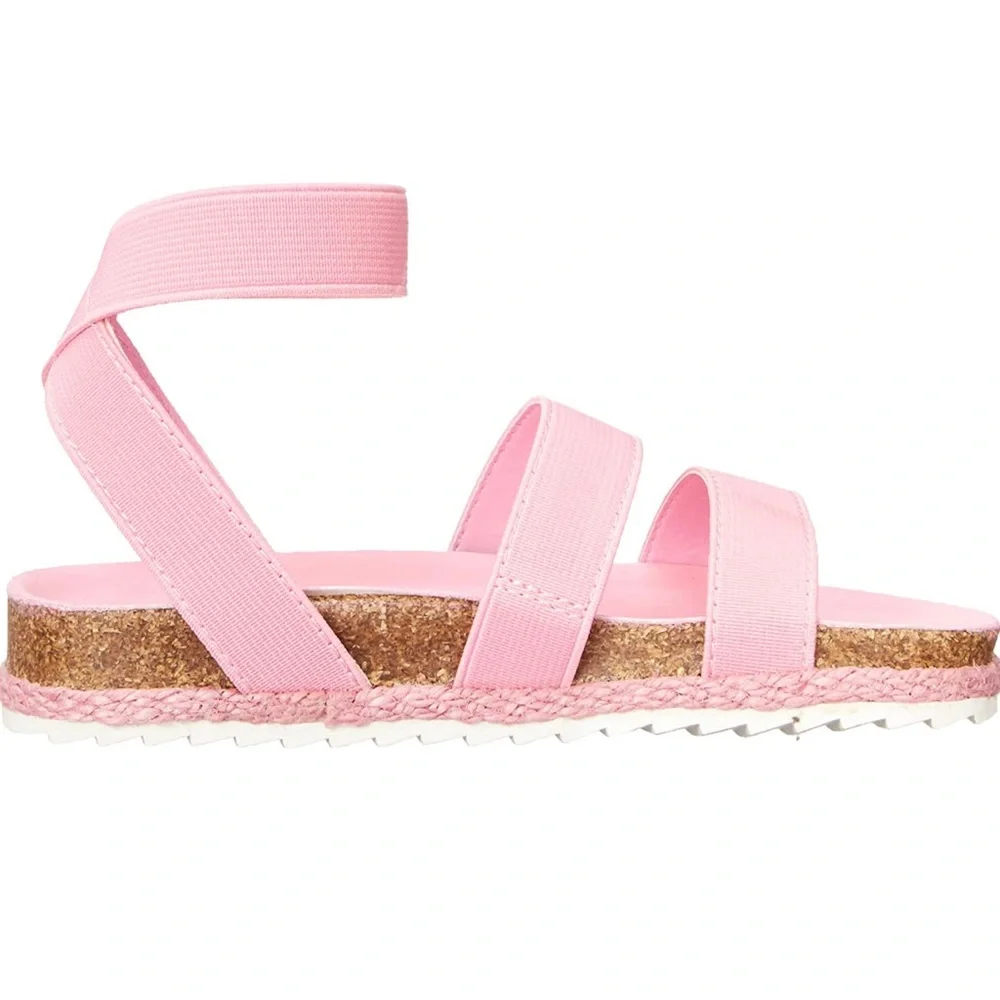 Steve Madden Girls Kimmie Espadrille Wedge Sandal Pink Kids Size 3